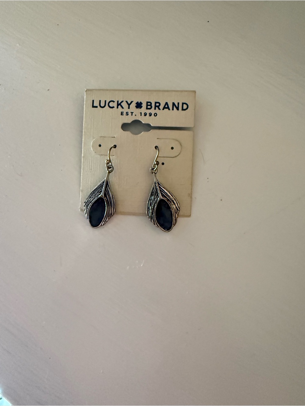 ASO Elena Gilbert Lucky Brand Silver Teardrop Earrings with Navy Stone